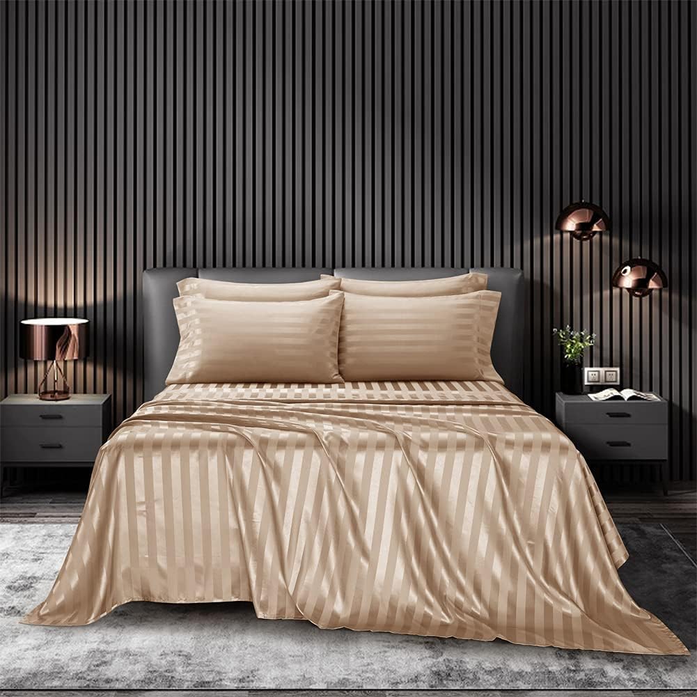 Taupe 6-Piece Silk Bedding Set