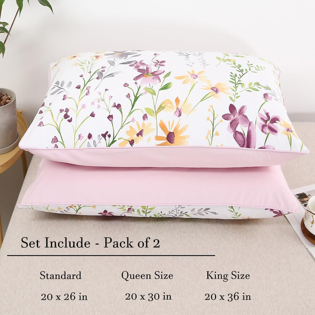 Garden Print Cotton Pillowcase