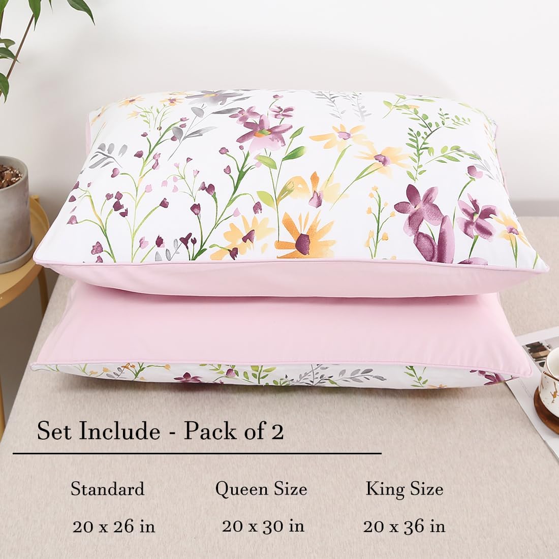 Garden Print Cotton Pillowcase