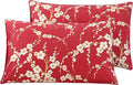 Red Plum Blossom & Beige Print Pillowcase