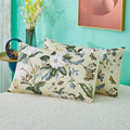 Green Leaf Print Cotton Pillowcase