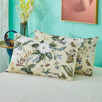 Green Leaf Print Cotton Pillowcase