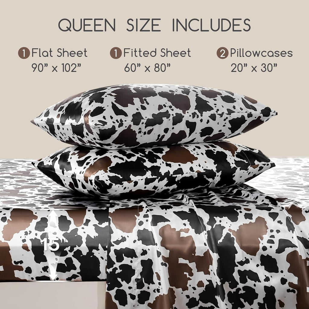 Cow Print 4-Piece Silk Bedding Set