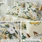 Green Leaf Print Cotton Pillowcase