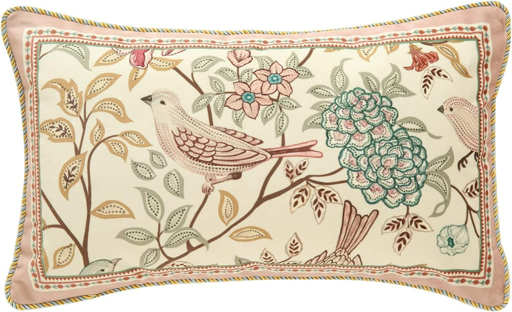 Velvet Floral Throw Pillow Cover