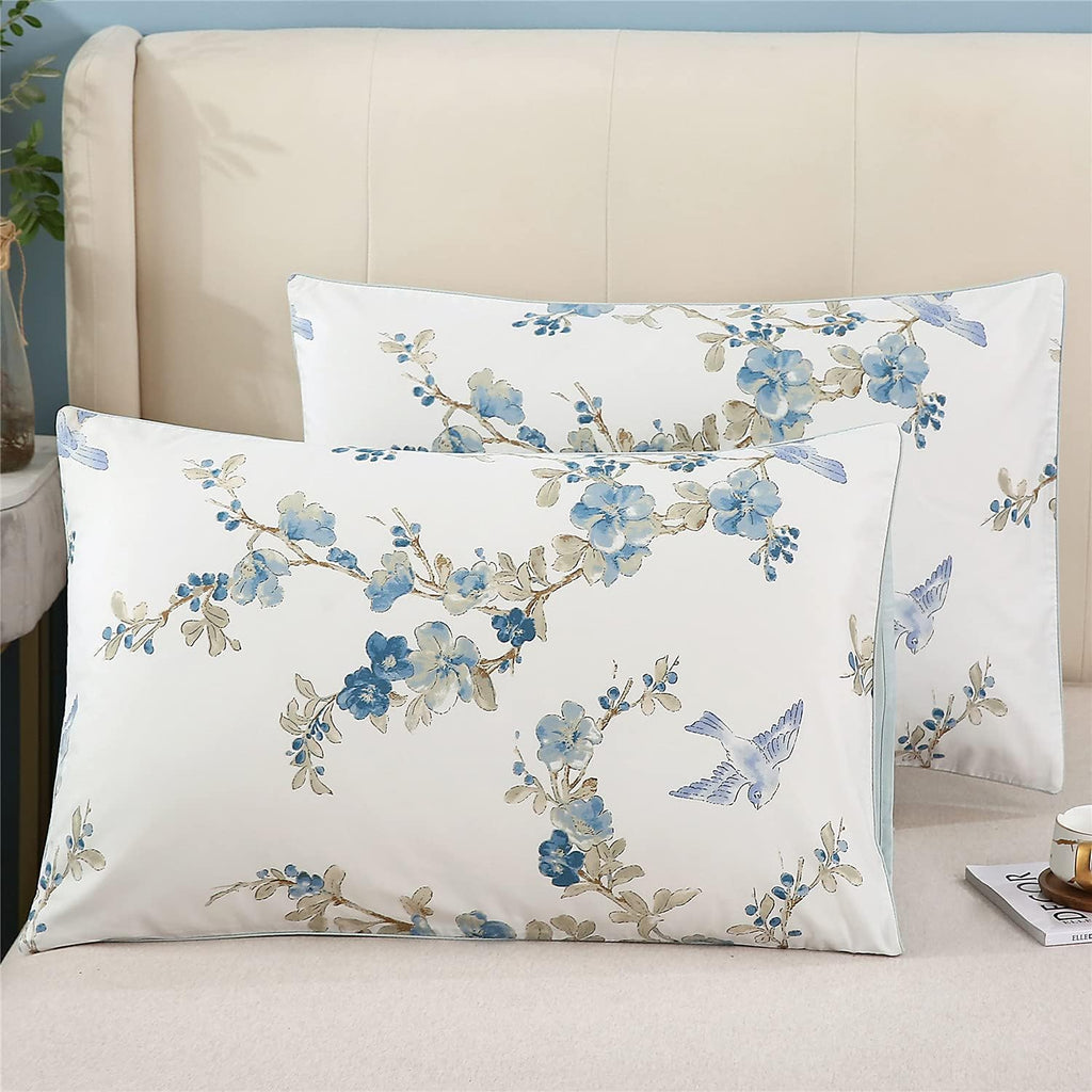 Floral & Bird Print Standard Pillowcase