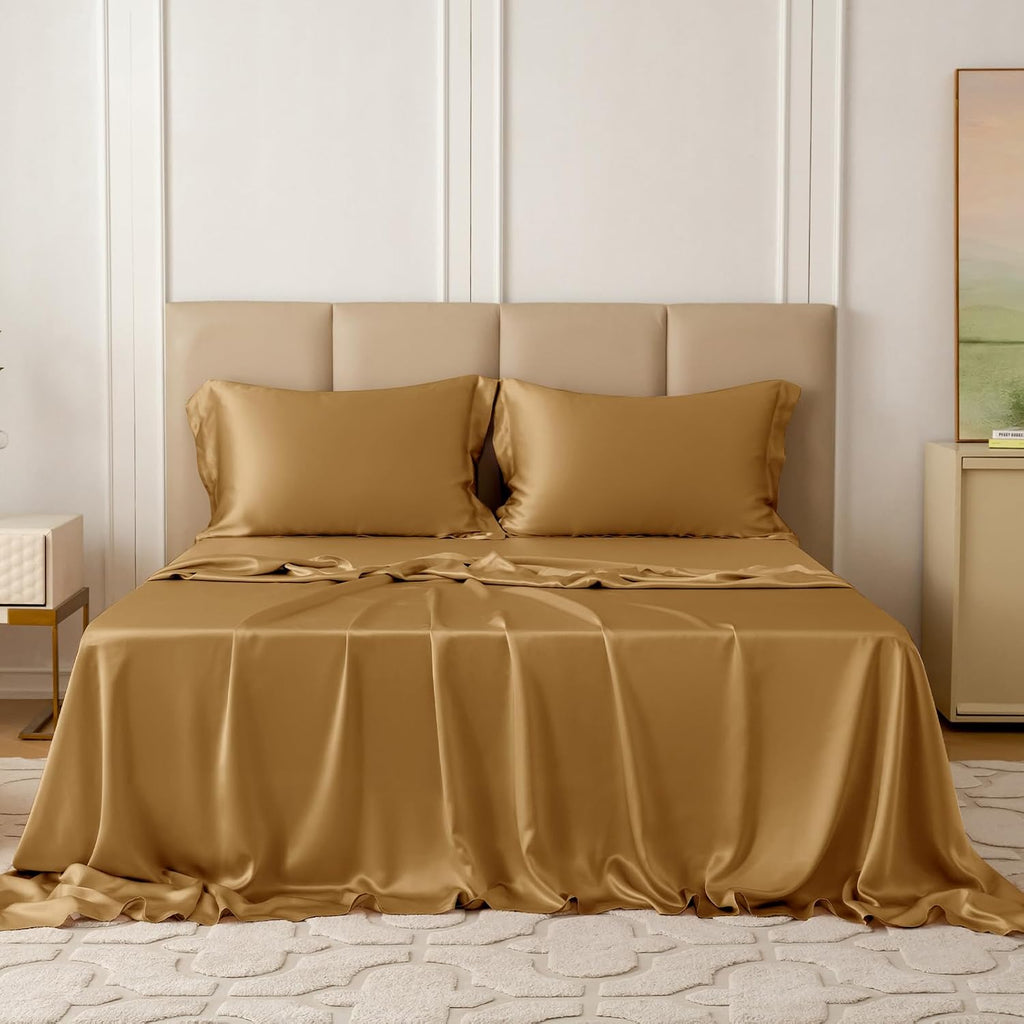 Metallic Gold 4-Piece Silk Bedding Set