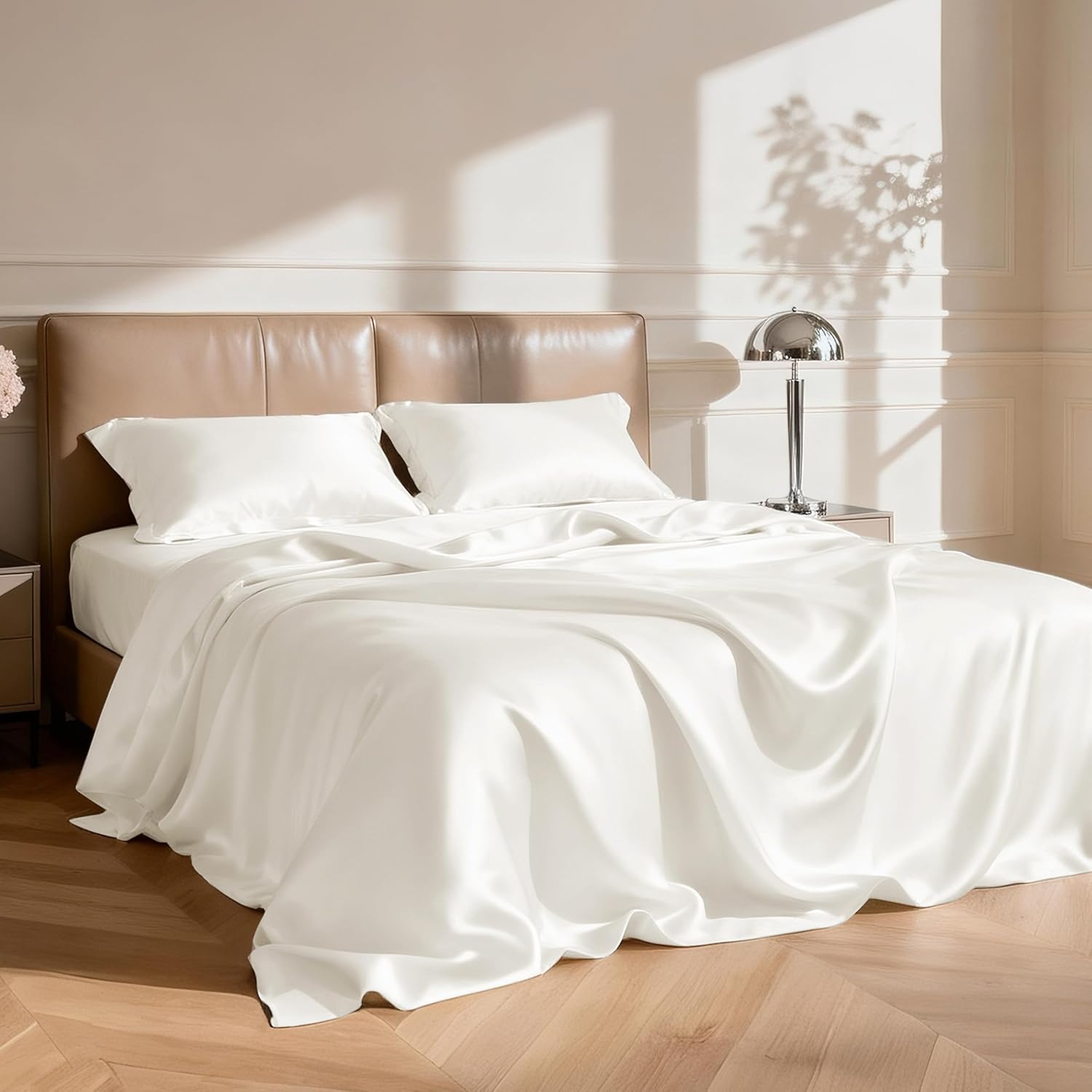 Ivory White 4-Piece Silk Bedding Set
