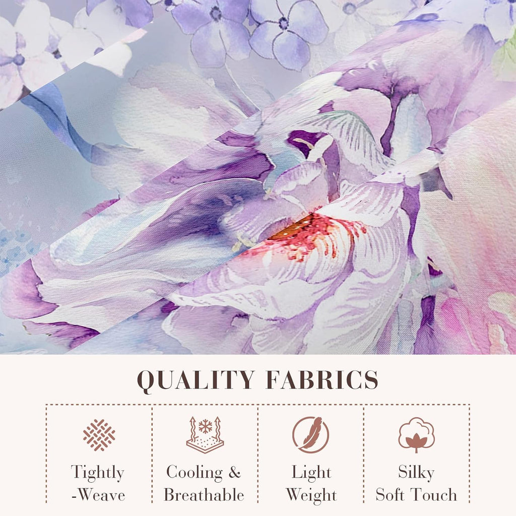 Oversized Floral Print 4-Piece Silk Bedding Set
