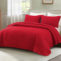 Red Geometric Quilted Duvet Cover