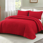 Red Geometric Quilted Duvet Cover