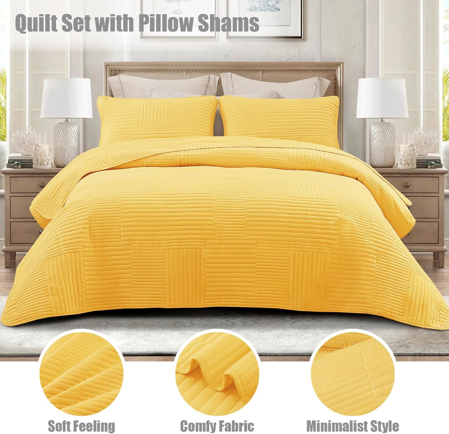 Yellow Geometric Quilted Duvet Cover