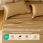 Metallic Gold 4-Piece Silk Bedding Set