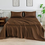 Brown Silk 4-Piece Bedding Set (Large Size)
