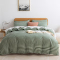 Green & White Striped Cotton Duvet Cover