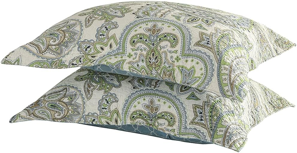 Green Paisley Quilted Pillowcase