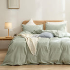 Sage Green Washed Duvet Cover