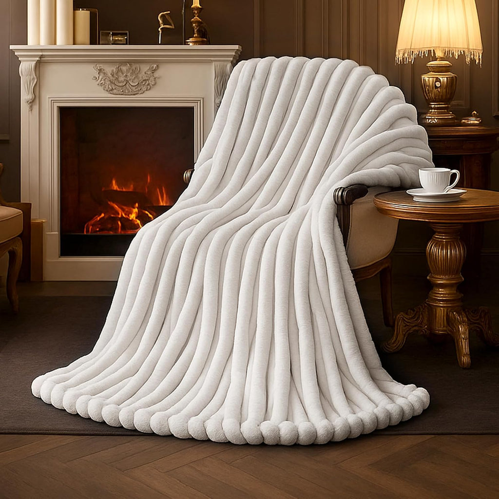 Long Faux Fur Decorative Blanket 55x70 Soft and Warm
