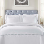Silver Embroidered Cotton Pillowcase