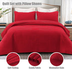 Red Geometric Quilted Duvet Cover