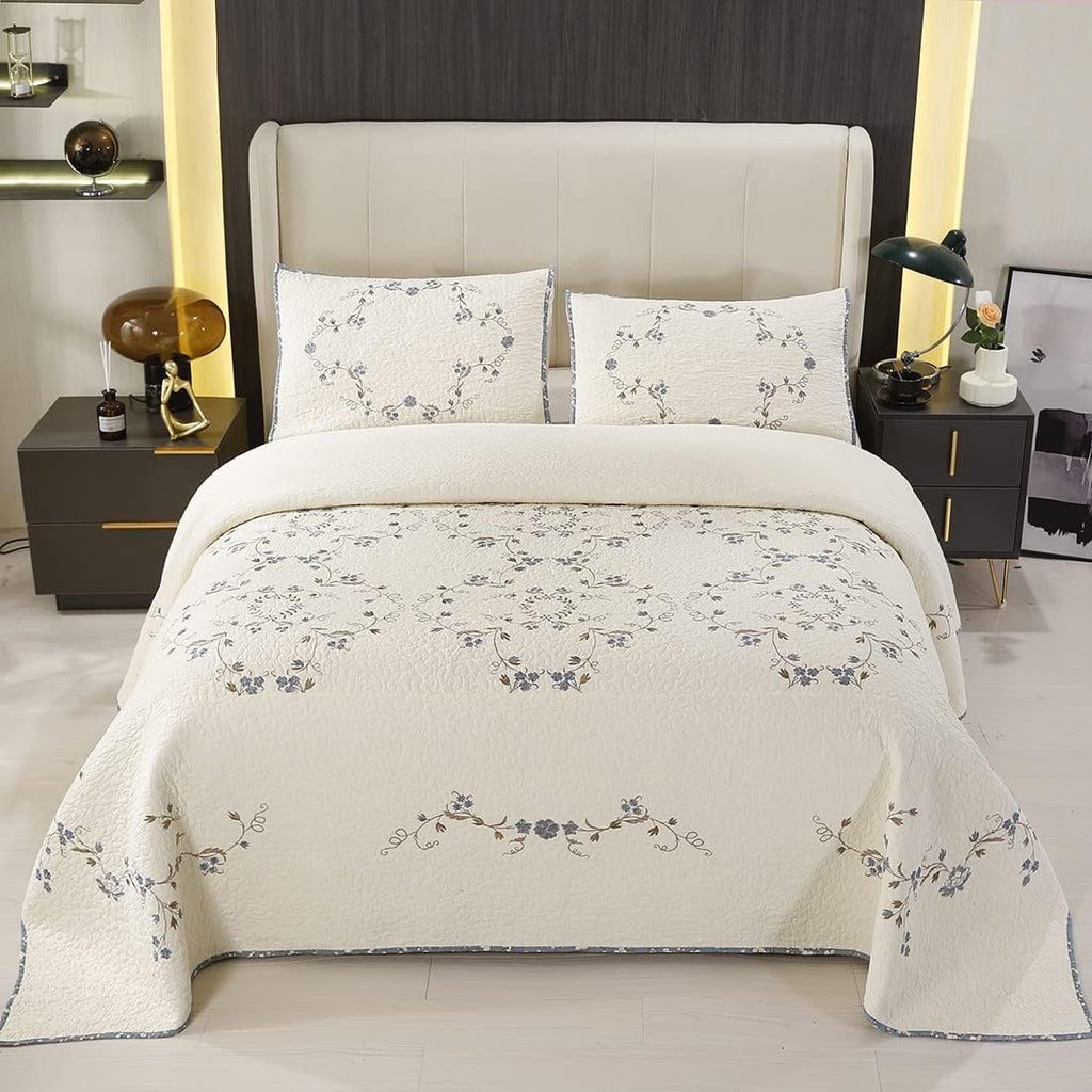 Floral Embroidered Cotton Pillowcase