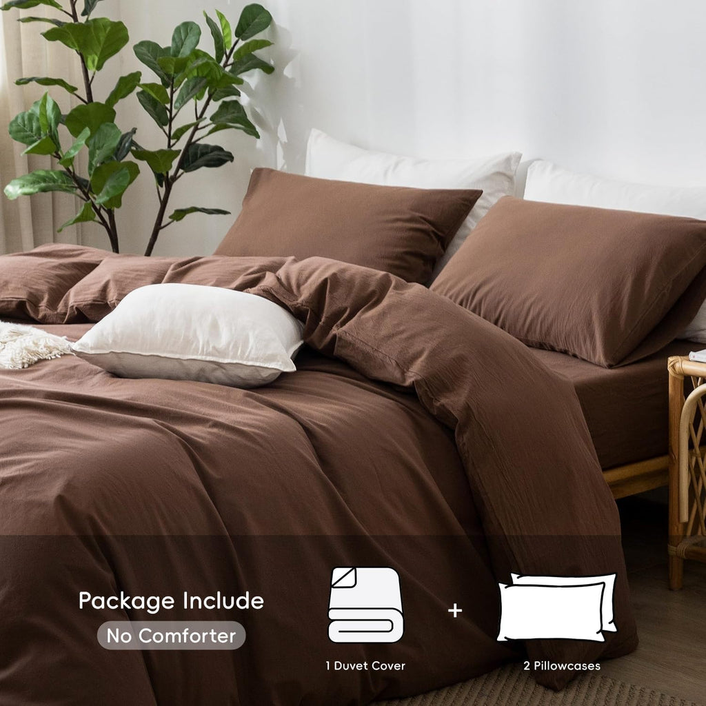 Cocoa Brown Washed Cotton Duvet Cover
