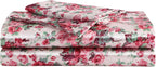 Vintage Floral Print 4-Piece Silk Bedding Set