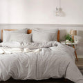 White & Grey Striped Cotton Duvet Cover