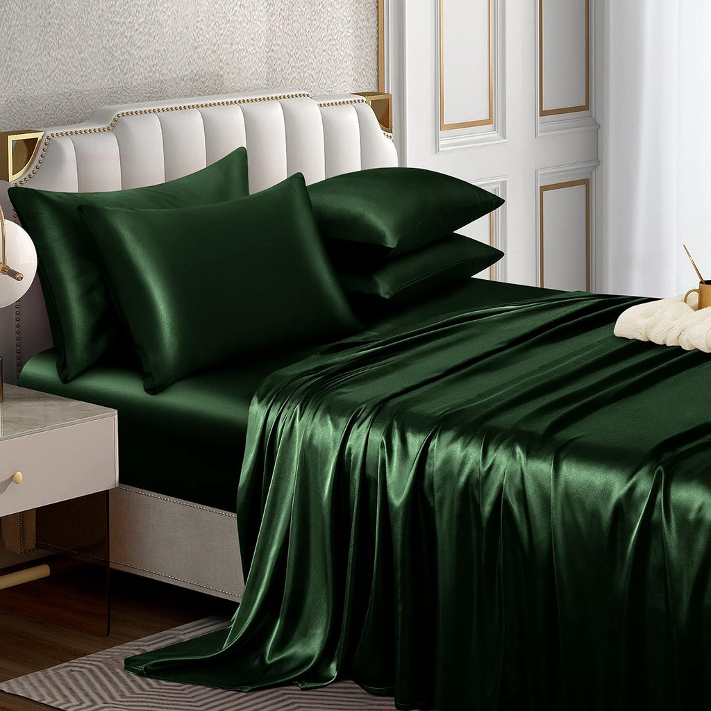 Emerald Green 6-Piece Silk Bedding Set