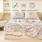 Botanical Print 4-Piece Silk Bedding Set