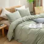 Sage Green Washed Duvet Cover