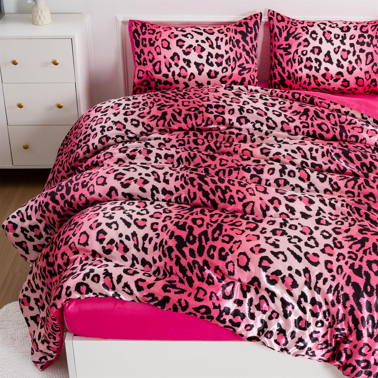 Leopard Print 5-Piece Silk Bedding Set