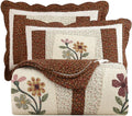 Coffee-Colored Floral Embroidered Pillowcase