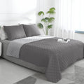 Grey Color-Block Quilted Duvet Cover