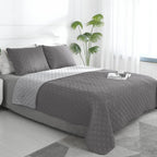 Grey Color-Block Quilted Duvet Cover