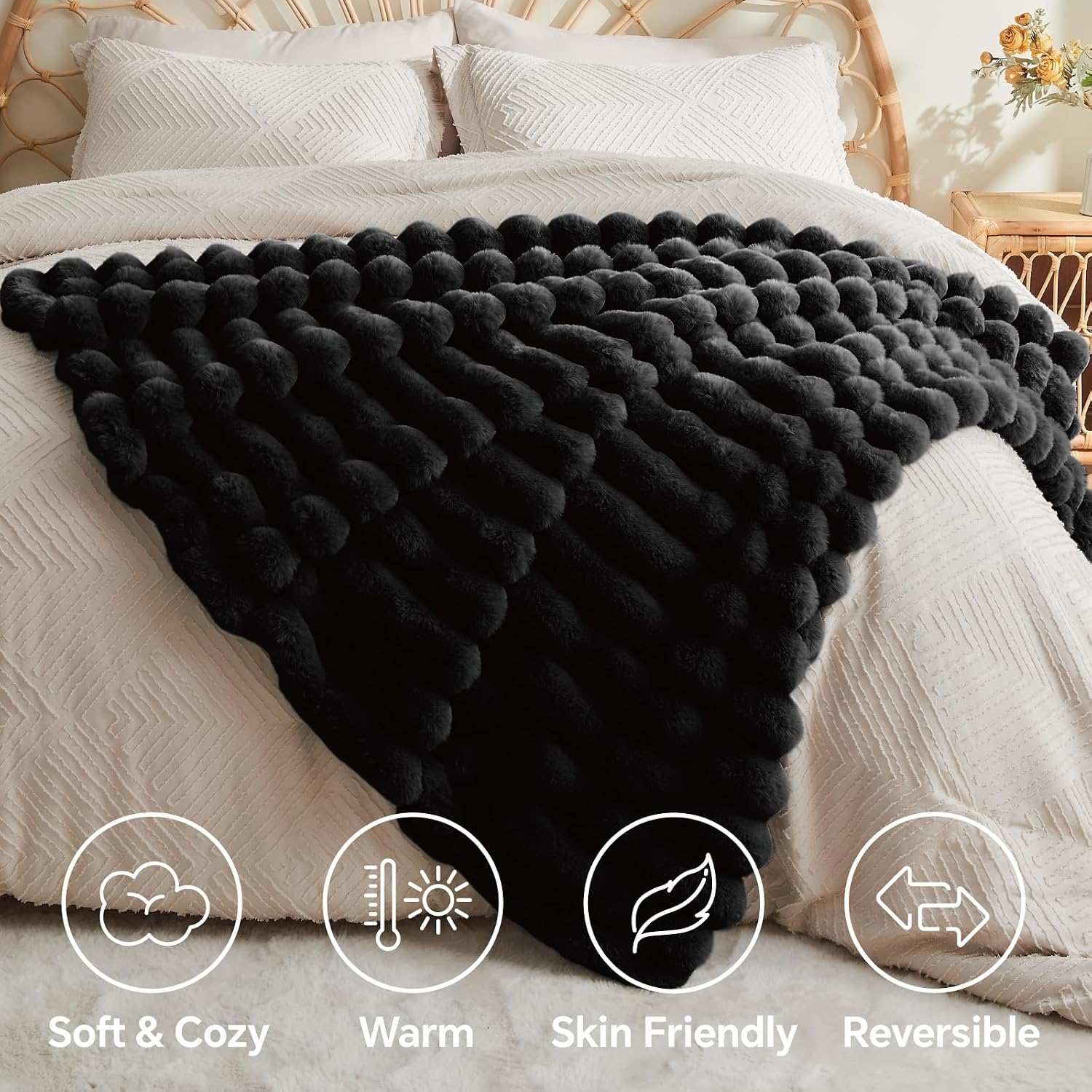 Striped faux fur blanket 50x60 inches Thickened Decorative Blankets