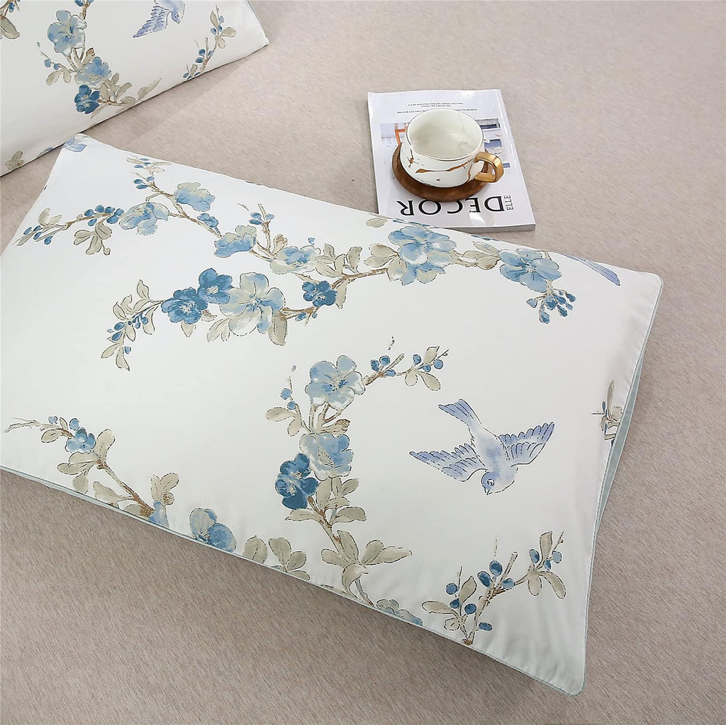 Floral & Bird Print Standard Pillowcase