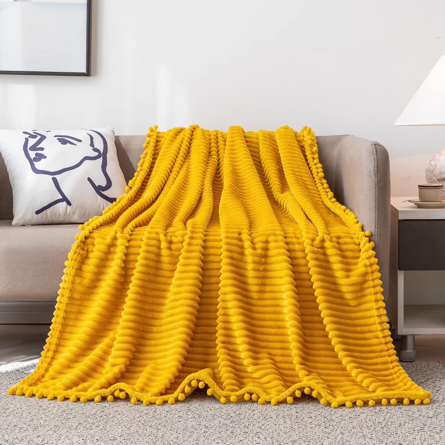 Plush Tassel Blanket 51x63 Soft and Warm Decorative Blanket