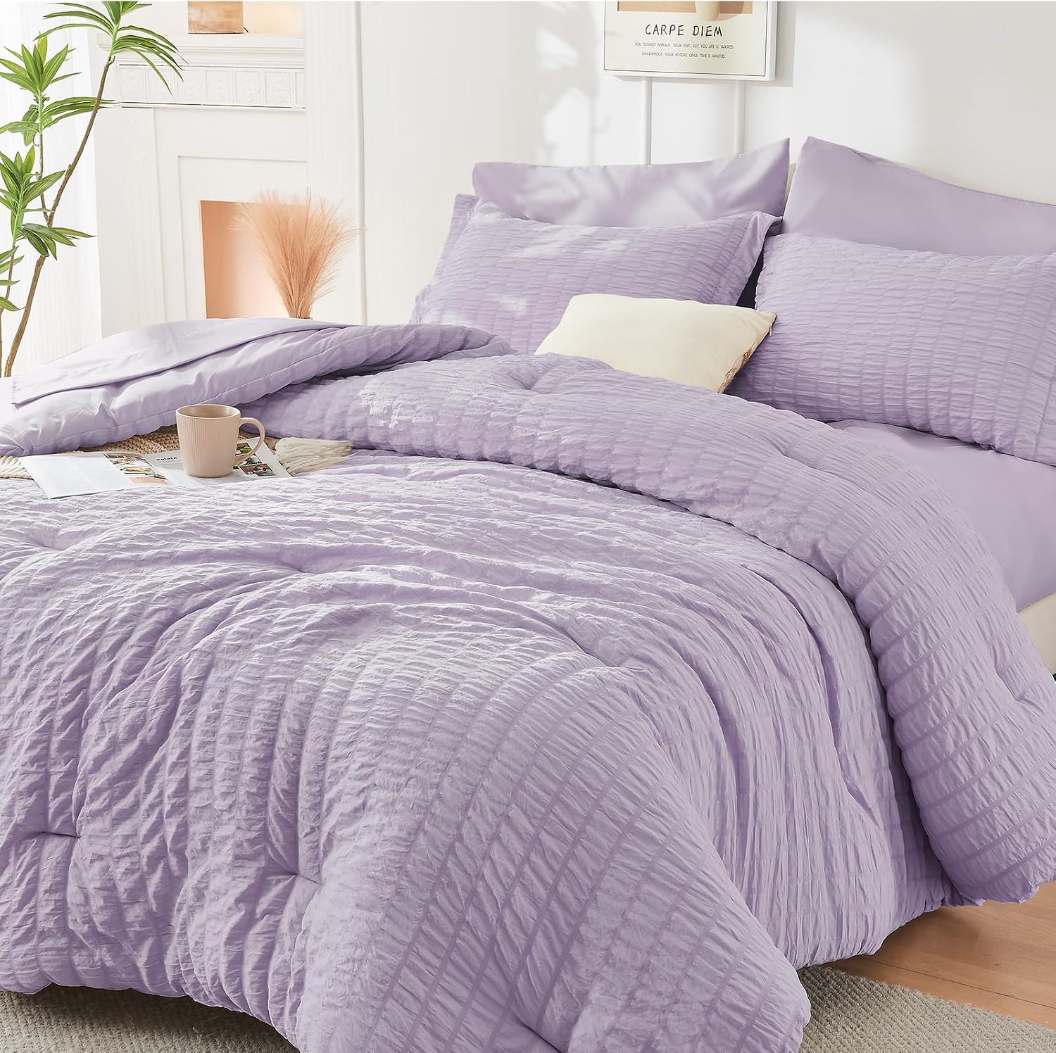 Lavender Seersucker Duvet Cover