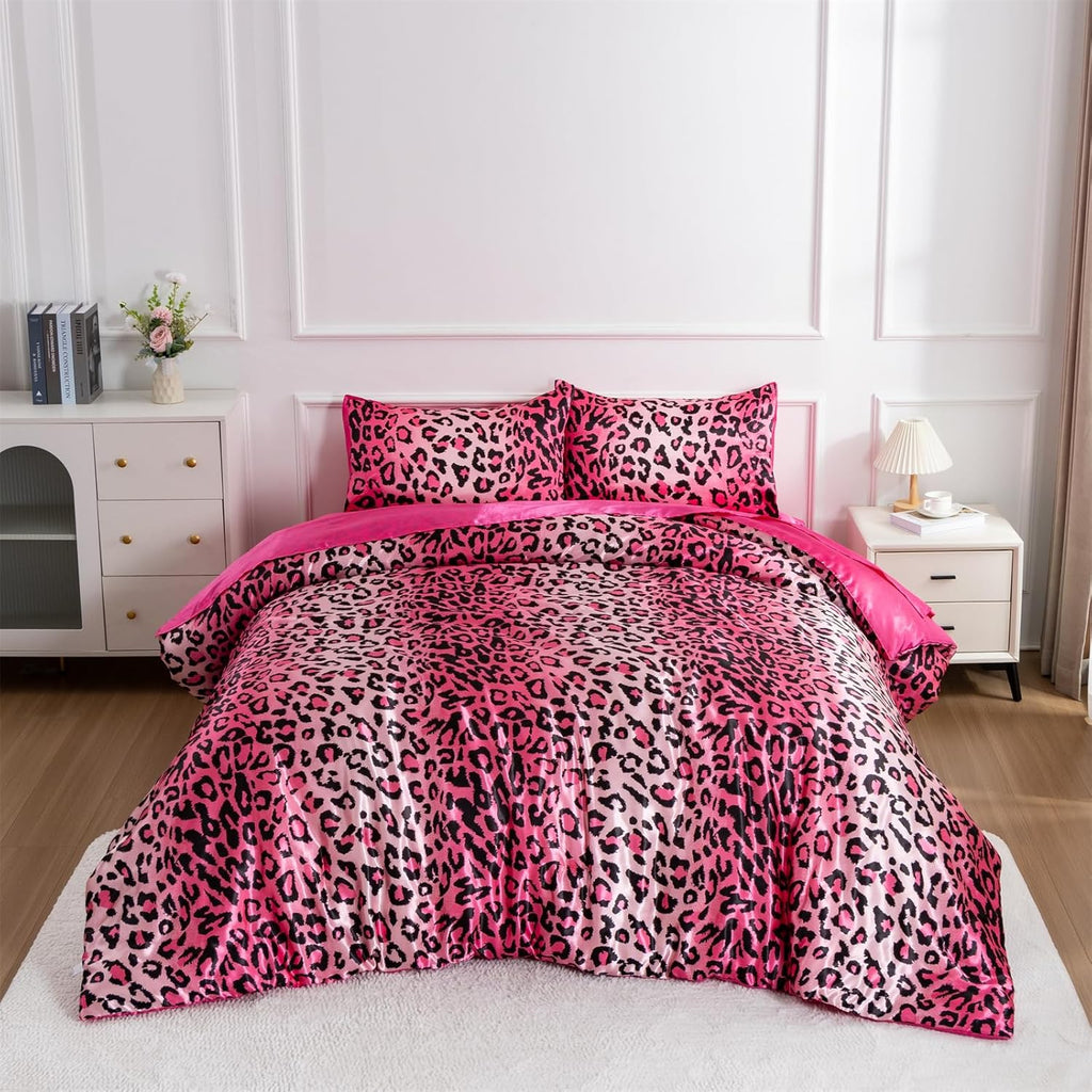 Leopard Print 5-Piece Silk Bedding Set