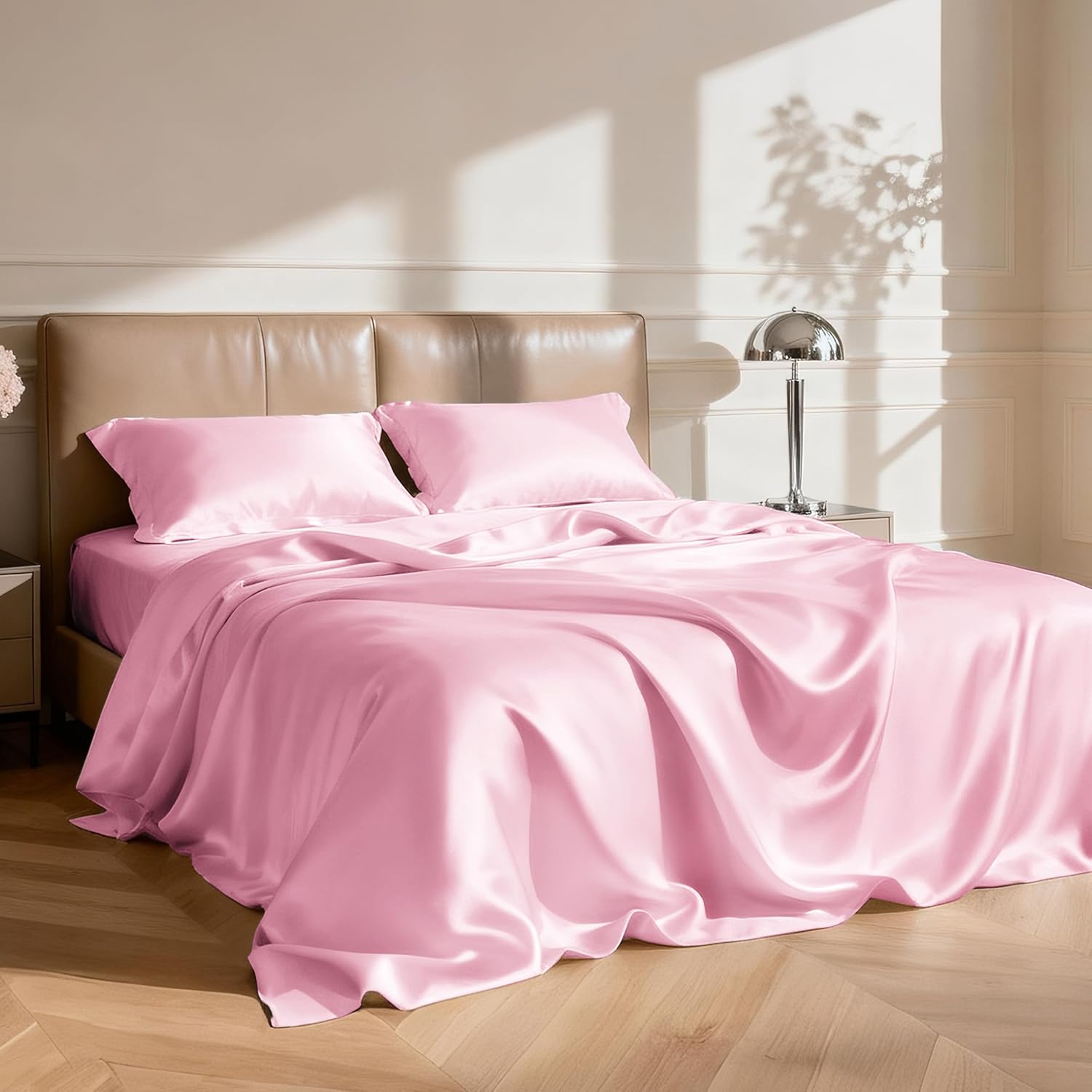 Silky Pink 4-Piece Silk Bedding Set