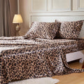 Leopard Print 4-Piece Silk Bedding Set