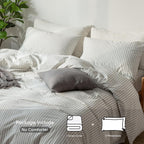 White with Dark Grey Stripes Washed Duvet Cover