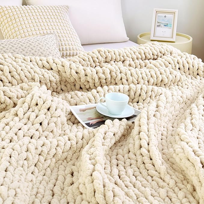 Combine knit chenille blanket 51x63 inches, comfortable sofa blanket