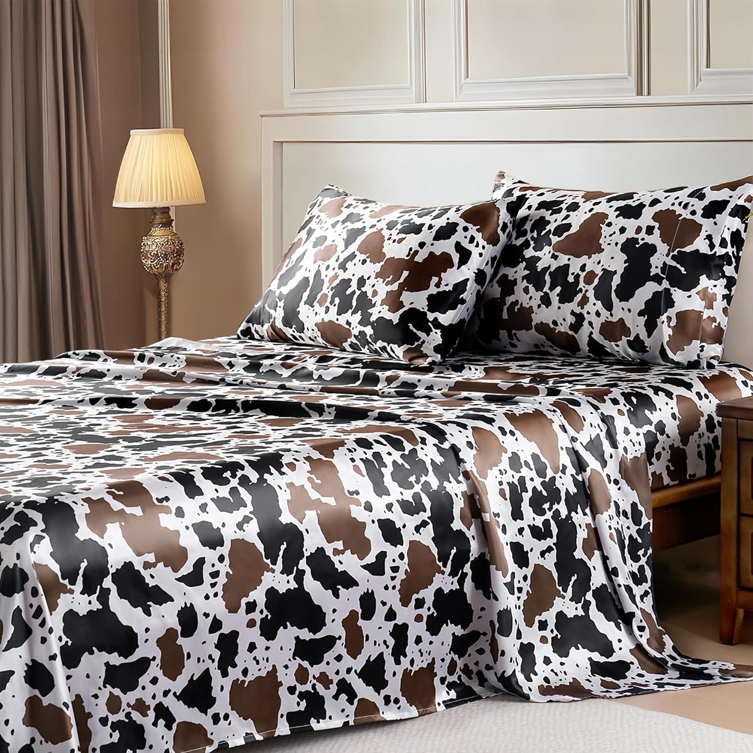 Cow Print 4-Piece Silk Bedding Set