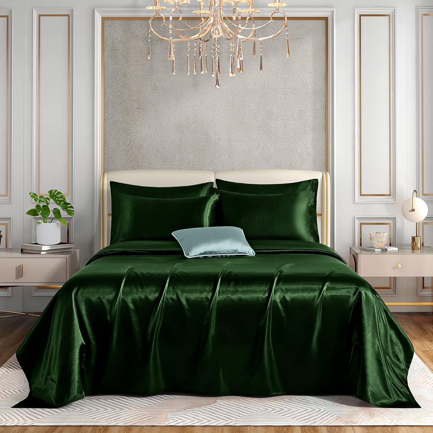 Emerald Green 6-Piece Silk Bedding Set
