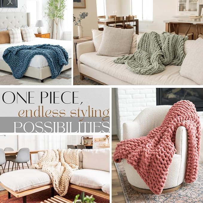 Combine Knit Chenille Blanket 50x60 Home Decor Blanket