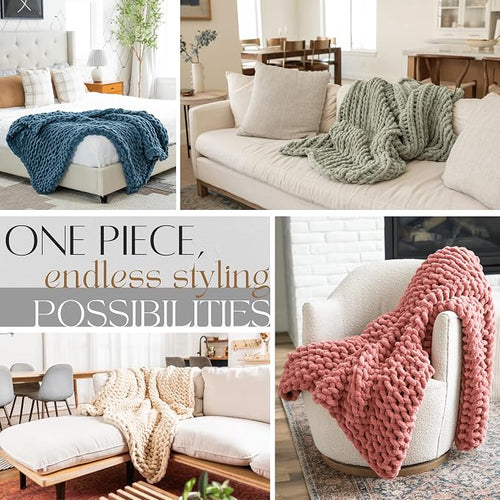 Combine Knit Chenille Blanket 50x60 Home Decor Blanket