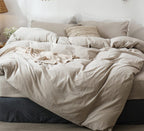 Flax Taupe Washed Cotton Duvet Cover