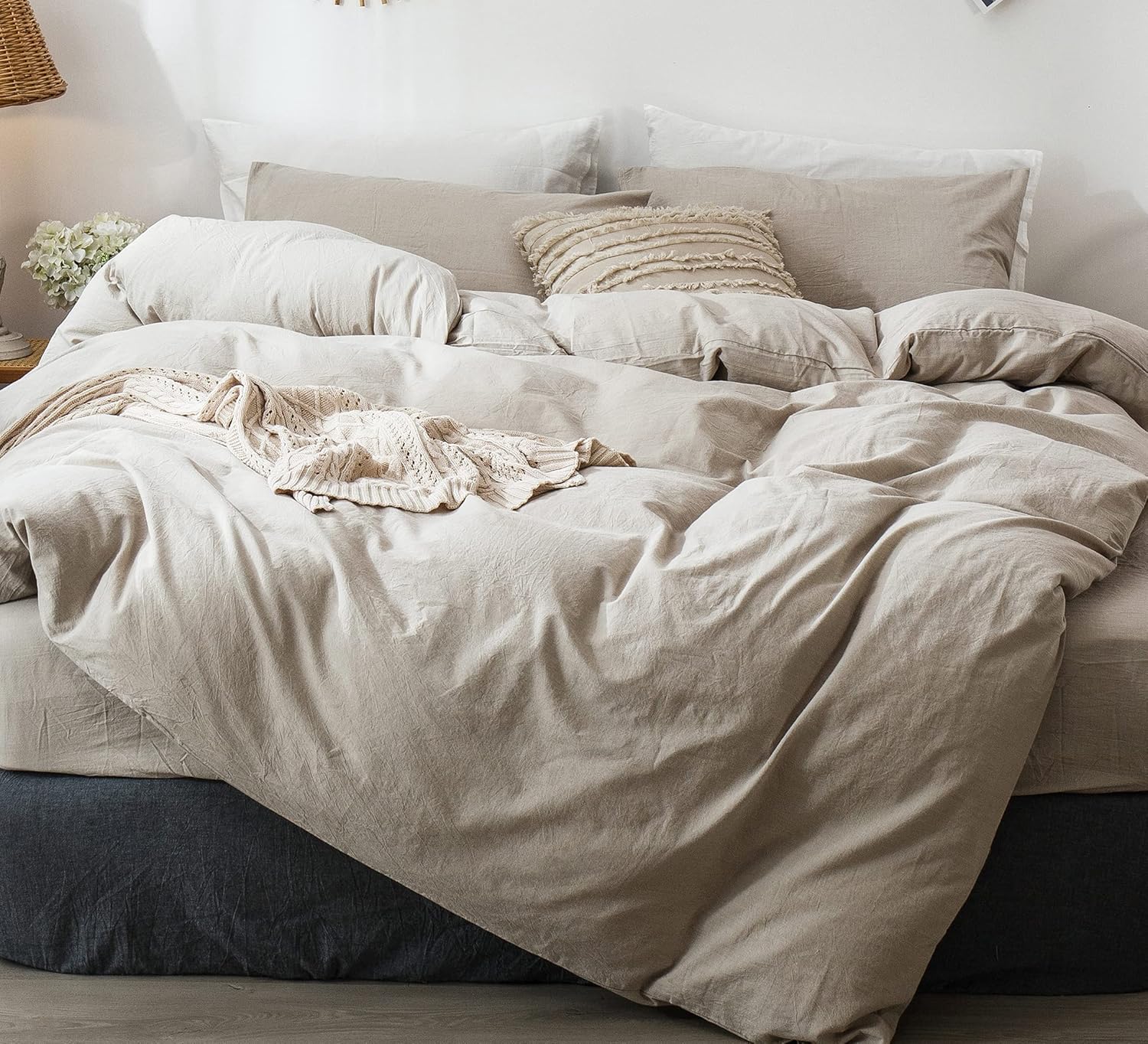 Flax Taupe Washed Cotton Duvet Cover